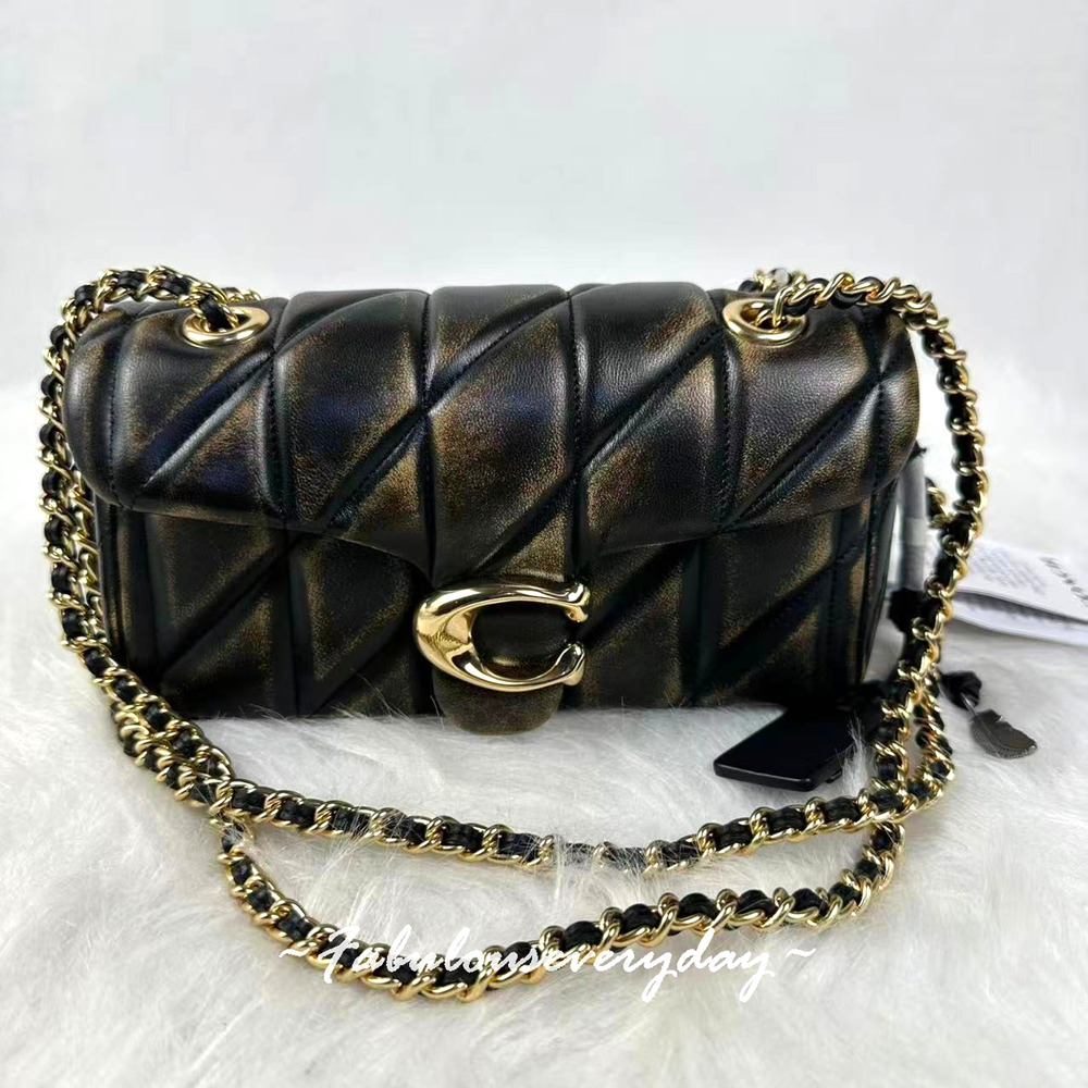 Coach Tabby 20 Loved Leather Black/Brown Shoulder Bag 20 CBH33 NWT
